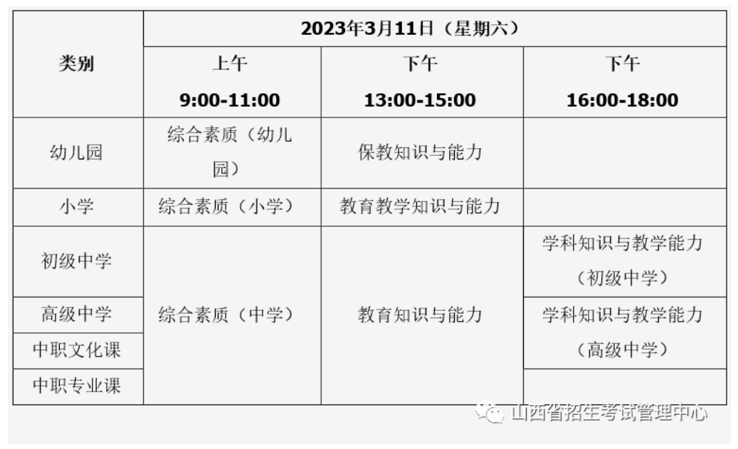 山西教师资格笔试公告